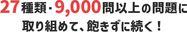 27種類・9,000問以上の問題に取り組めて、飽きずに続く！