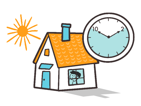 イラスト　10〜14時の外出は避ける