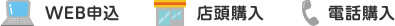 web申込 / 店頭購入 / 電話購入