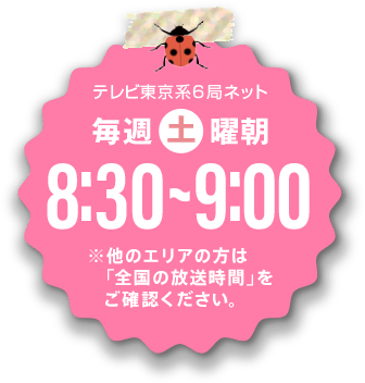 テレビ東京系6局ネット 毎週土曜朝8:30～9:00 